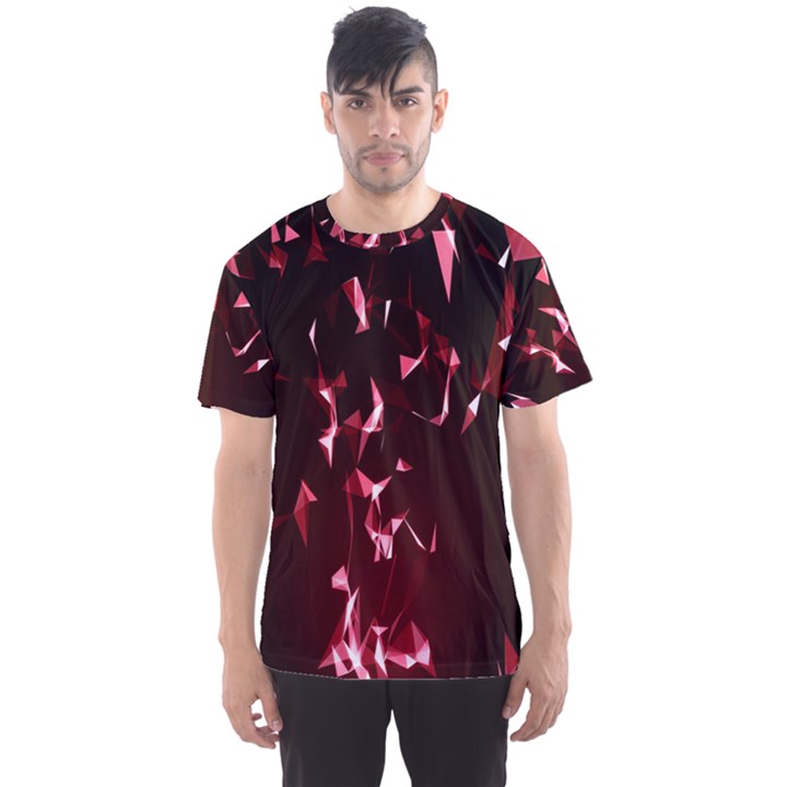 Lying Red Triangle Particles Dark Motion Men s Sports Mesh Tee