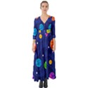 Planet Space Moon Galaxy Sky Blue Polka Button Up Boho Maxi Dress View1