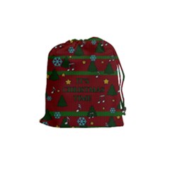 Ugly Christmas Sweater Drawstring Pouches (medium)  by Valentinaart