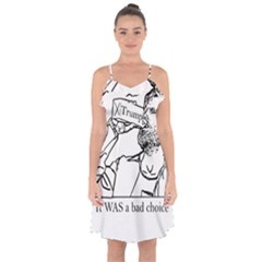 Trump Novelty Design Ruffle Detail Chiffon Dress by PokeAtTrump