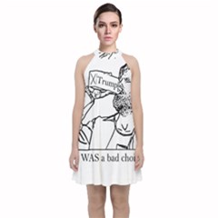 Trump Novelty Design Velvet Halter Neckline Dress  by PokeAtTrump