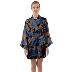 Superfiction Object Blue Black Brown Pattern Long Sleeve Kimono Robe by Mariart