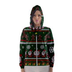 Ugly Christmas Sweater Hooded Wind Breaker (women) by Valentinaart