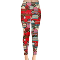 Red Ugly Christmas Winter Leggings  by PattyVilleDesigns