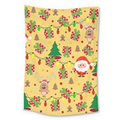 Santa And Rudolph Pattern Large Tapestry by Valentinaart