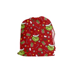 Grinch Pattern Drawstring Pouches (medium)  by Valentinaart