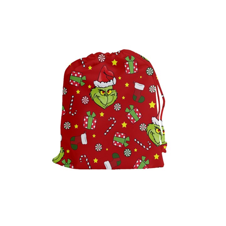 Grinch pattern Drawstring Pouches (Medium) 