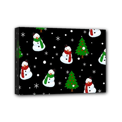 Snowman Pattern Mini Canvas 7  X 5  by Valentinaart