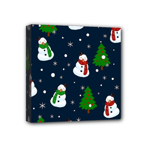 Snowman Pattern Mini Canvas 4  X 4  by Valentinaart