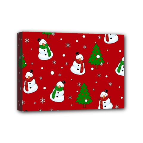 Snowman Pattern Mini Canvas 7  X 5  by Valentinaart