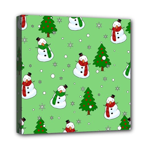 Snowman Pattern Mini Canvas 8  X 8  by Valentinaart