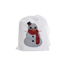 Kawaii Snowman Drawstring Pouches (medium)  by Valentinaart