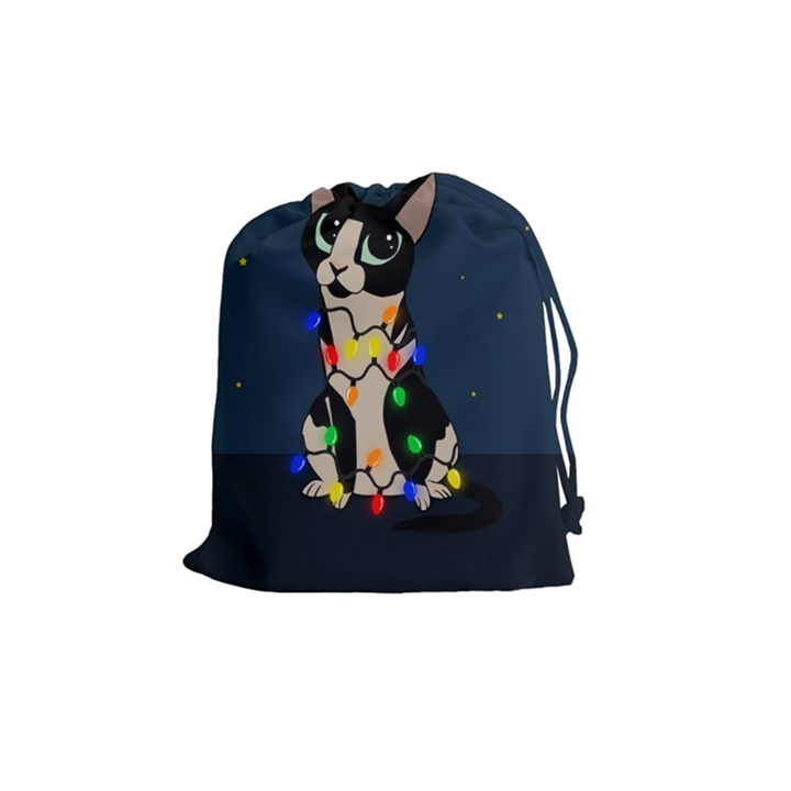 Meowy Christmas Drawstring Pouches (Medium) 