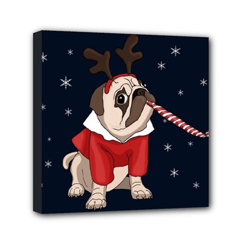 Pug Xmas Mini Canvas 6  X 6  by Valentinaart