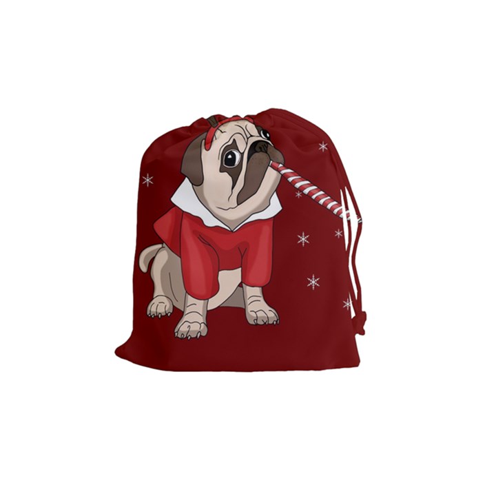 Pug Xmas Drawstring Pouches (Medium) 