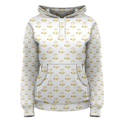 Gold Scales Of Justice On White Repeat Pattern All Over Print Women s Pullover Hoodie by PodArtist