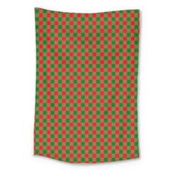 Large Red And Green Christmas Gingham Check Tartan Plaid Large Tapestry by PodArtist