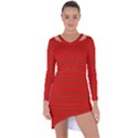 Christmas Red and Green Bedding Stripes Asymmetric Cut-Out Shift Dress View1