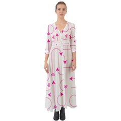 Arrows Girly Pink Cute Decorative Button Up Boho Maxi Dress by Celenk