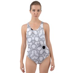 Pattern Zentangle Handdrawn Design Cut-out Back One Piece Swimsuit by Celenk