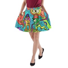 Painting Painted Ink Cartoon A-line Pocket Skirt by Celenk