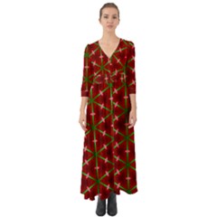 Textured Background Christmas Pattern Button Up Boho Maxi Dress by Celenk