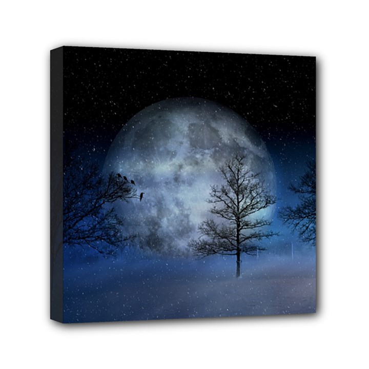 Winter Wintry Moon Christmas Snow Mini Canvas 6  x 6 