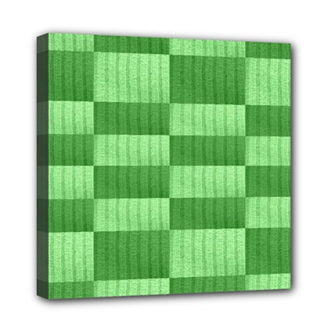 Wool Ribbed Texture Green Shades Mini Canvas 8  X 8  by Celenk