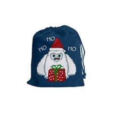 Yeti Xmas Drawstring Pouches (medium)  by Valentinaart