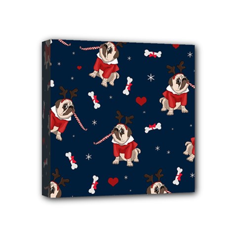 Pug Xmas Pattern Mini Canvas 4  X 4  by Valentinaart