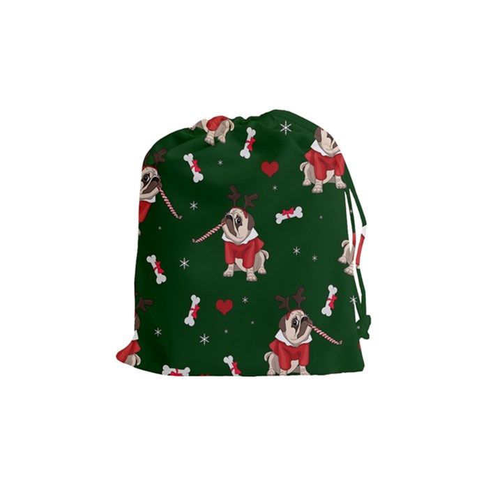 Pug Xmas Pattern Drawstring Pouches (Medium) 