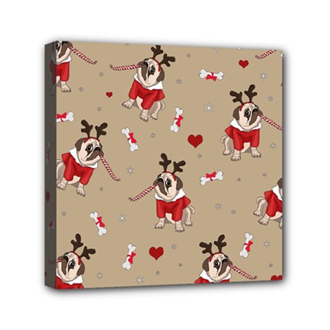 Pug Xmas Pattern Mini Canvas 6  X 6  by Valentinaart