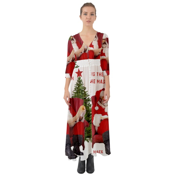 Karl Marx Santa  Button Up Boho Maxi Dress