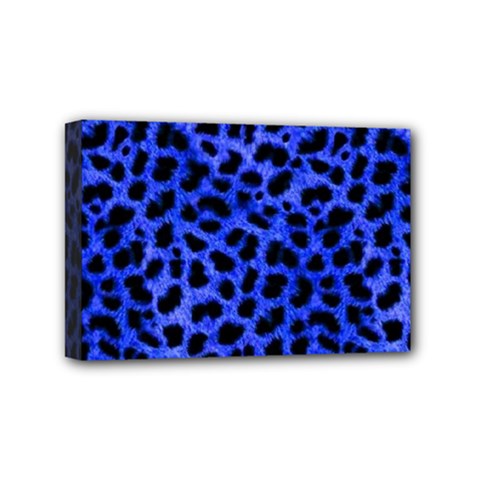 Blue Cheetah Print  Mini Canvas 6  X 4  by Bigfootshirtshop