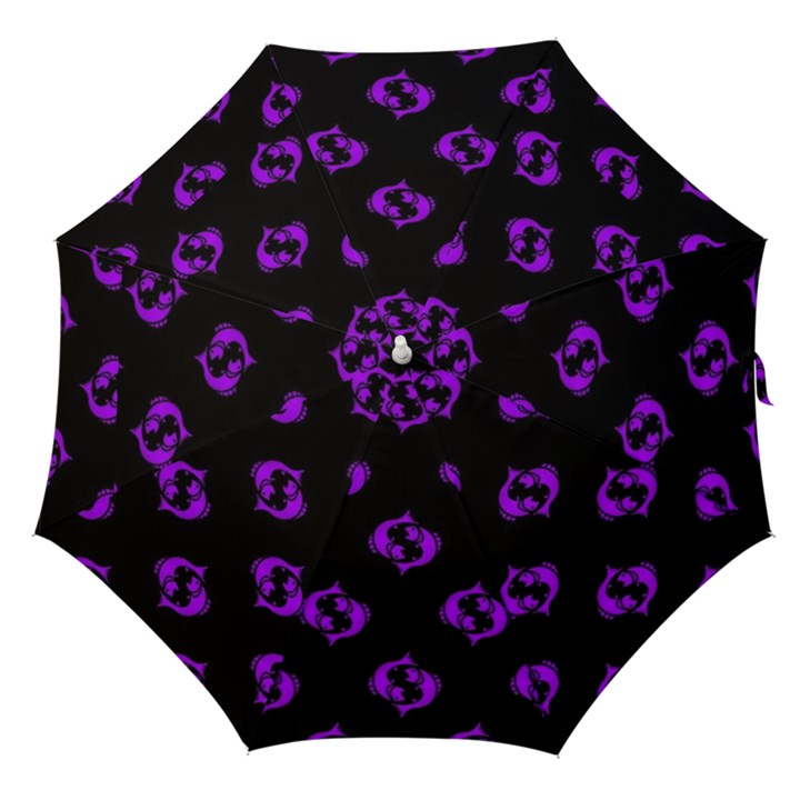 Purple Pisces On Black Background Straight Umbrellas