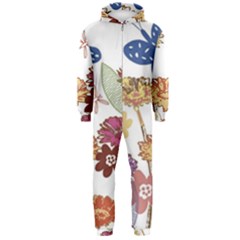 Flowers Butterflies Dragonflies Hooded Jumpsuit (men)  by Celenk