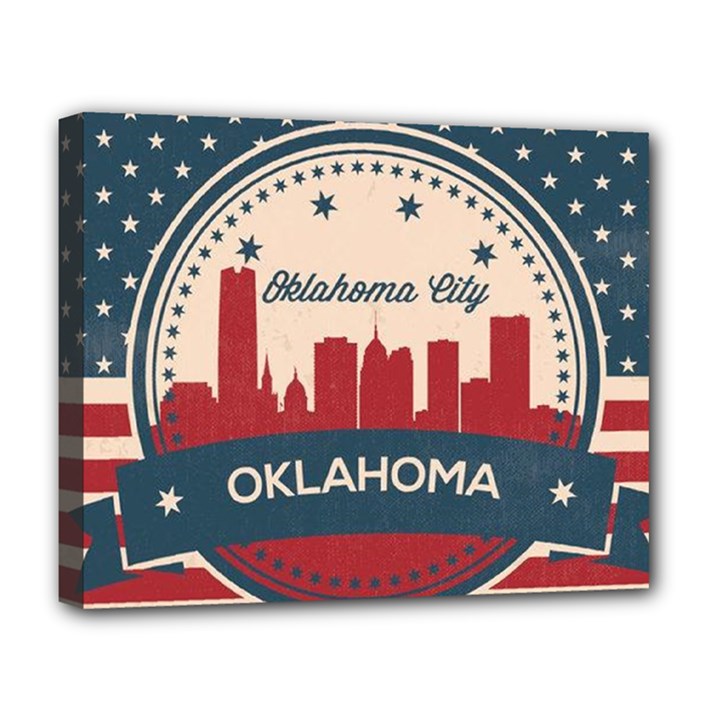 Oklahoma City Retro Skyline Deluxe Canvas 20  x 16  