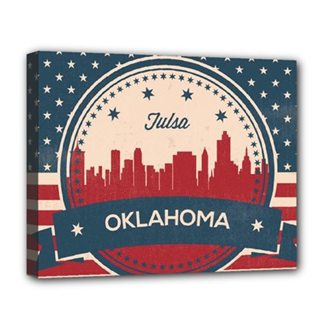 Tulsa Oklahoma Retro Skyline Deluxe Canvas 20  X 16   by Bigfootshirtshop