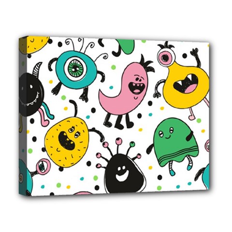 Cute And Fun Monsters Pattern Deluxe Canvas 20  X 16   by Bigfootshirtshop