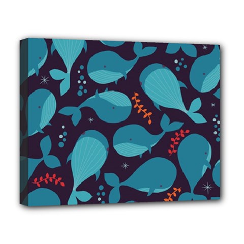 Blue Whale Pattern Deluxe Canvas 20  X 16   by Bigfootshirtshop