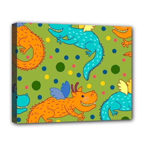 Colorful Dragons Pattern Deluxe Canvas 20  X 16   by Bigfootshirtshop