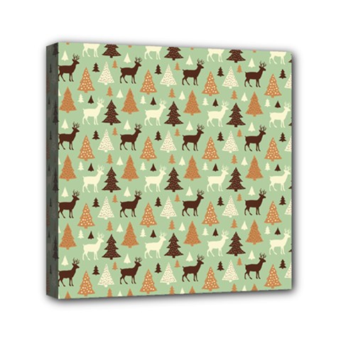 Reindeer Tree Forest Art Mini Canvas 6  X 6  by patternstudio