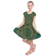 Snow Flower In A Calm Place Of Eternity And Peace Kids  Short Sleeve Dress by pepitasart