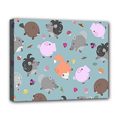 Little Round Animal Friends Deluxe Canvas 20  X 16   by Bigfootshirtshop