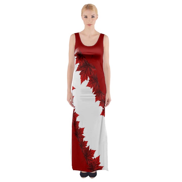 Canada Maple Leaf Art Maxi Thigh Split Dress