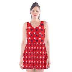 Patriotic Red White Blue Usa Scoop Neck Skater Dress by Celenk