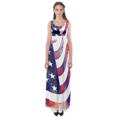 Usa Flag America American Empire Waist Maxi Dress by Celenk