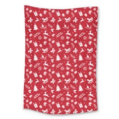 Red Christmas Pattern Large Tapestry by patternstudio