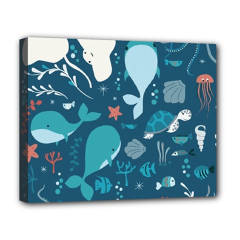 Cool Sea Life Pattern Deluxe Canvas 20  X 16   by Bigfootshirtshop