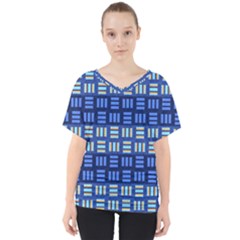 Textiles Texture Structure Grid V-neck Dolman Drape Top by Celenk